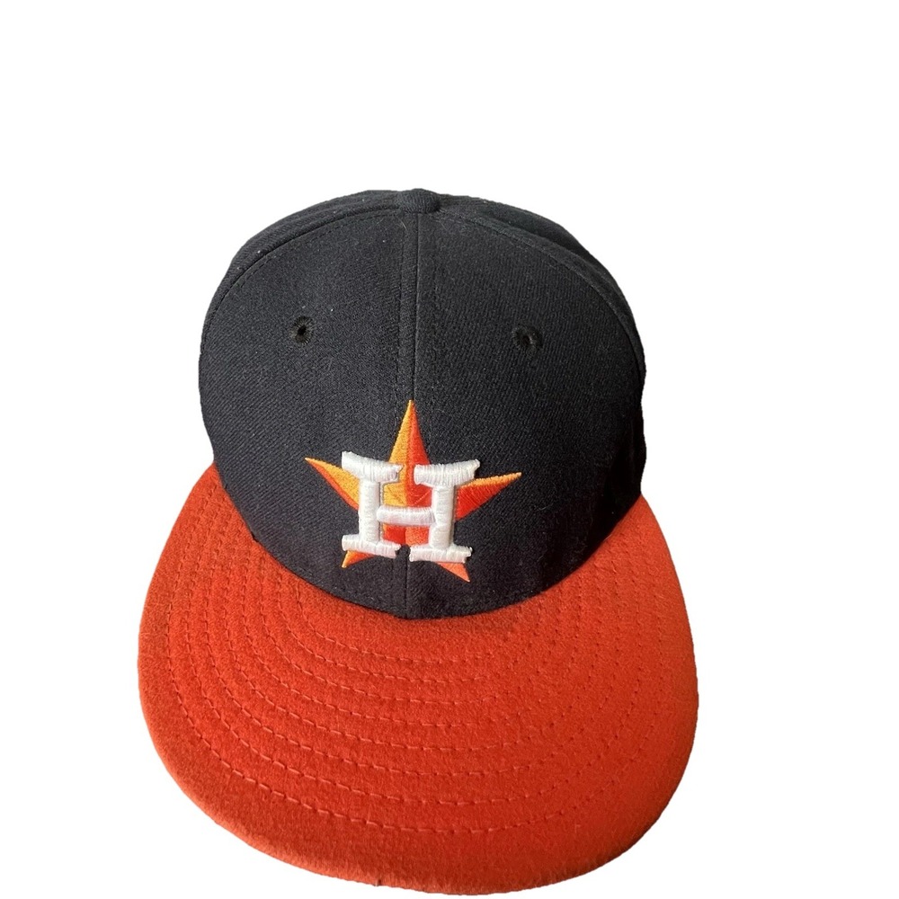 New Era Houston Astros 59FIFTY Fitted Hat 7 1/8 Navy Orange MLB Authentic Cap